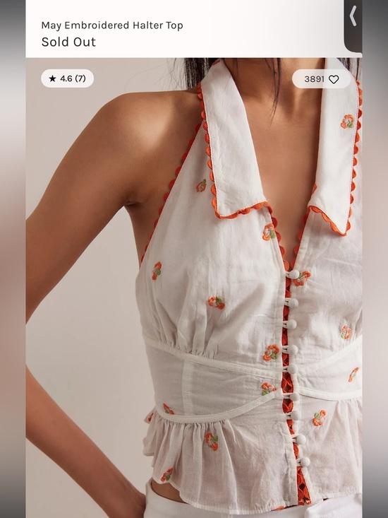 Free People Tops - Free People May Embroidered Halter Top